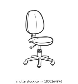 Office Chair Work Traditional Doodle. Icons Sketch Hand Made. Design Vector Line Art.