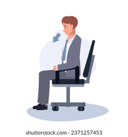 Office Chair Yoga for Balance and Relaxation. Businessman Doing Office Chair Yoga Exercise for Wellness and Stress Relief