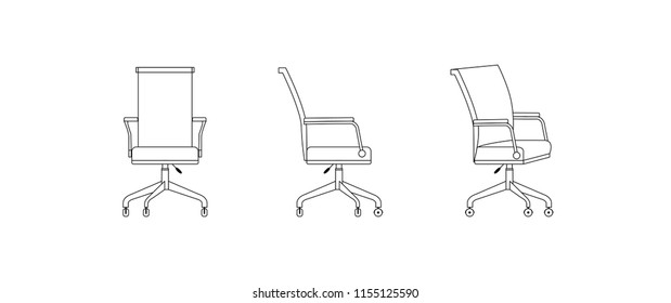 Office chairs outline vector illustration.