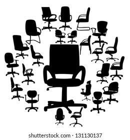 Office chairs silhouettes vector illustration