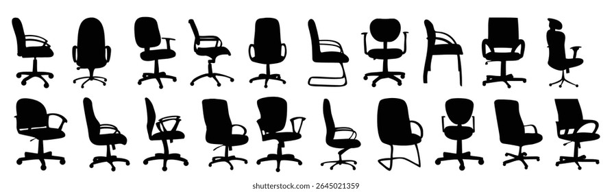 Office chairs silhouettes vector illustration