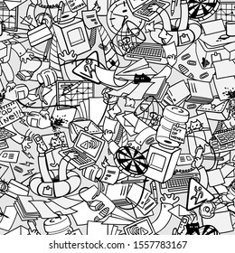 office chaos and deadline crunch illustration