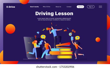 Office chaos vector illustration. Angry boss shouting at megaphone, busy employees running in hurry and panic. Can be used for lack of time, deadline, stress at work concepts