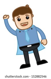Office Character as Super Hero - Business Cartoon