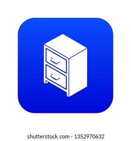 Office chest of drawers icon blue vector isolated on white background