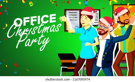 Office Christmas Party Vector Celebrating New Stock Vector (Royalty ...