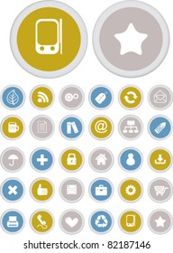 office circle buttons, icons, signs, vector illustrations