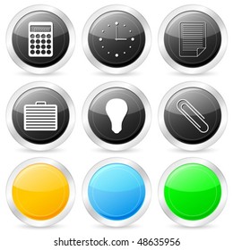 Office circle icon set on a white background. Vector illustration.