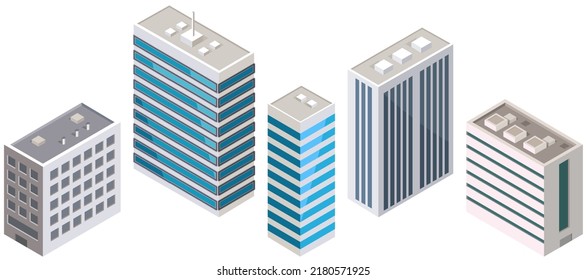 Office city apartment, house residential block, exterior business town. Set of skyscrapers, constructions, modern buildings. Urban style design elements. Futuristic architectural structures