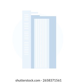 Office city building vector set in flat style. Commercial office, corporate, workplace buildings and skyscrapers 