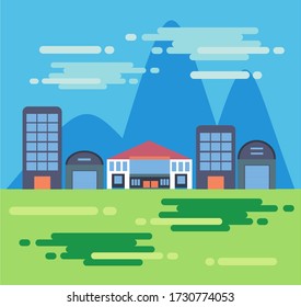Office City Flat Design Style