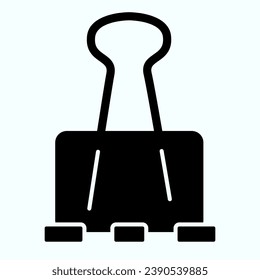 Icono sólido de Office Clamp. Ilustración vectorial de clip de estacionería aislada en blanco. Diseño de estilo de glifo de clip de enlace, diseñado para web y aplicación. Eps 10
