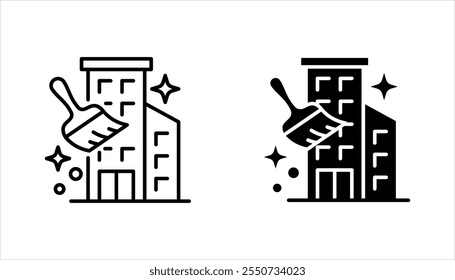 Conjunto de ícones lineares de limpeza do Office. Serviço de limpeza de apartamento. ilustração vetorial sobre fundo branco