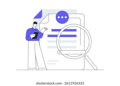 Office clerks or employees searching and indexing files. File manager, data storage. Teamwork, Files search. Flat Cartoon Vector Illustration, icon. Stylish abstract design 