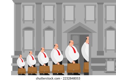 Office clerks go to work. Vector illustration