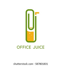 office clip with juice and straw vector design template