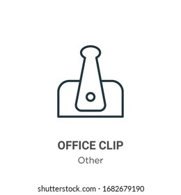 Icono vectorial de esquema de clip de Office. Icono de clip de oficina en negro en línea delgada, ilustración de elemento simple vector plano de otro concepto editable trazo aislado en fondo blanco