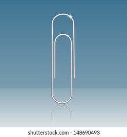 Office Clip With Reflection.  Vector Illustration.