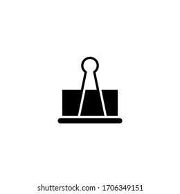Icono de vector de clip de oficina en blanco, icono de diseño plano sólido negro aislado en fondo blanco