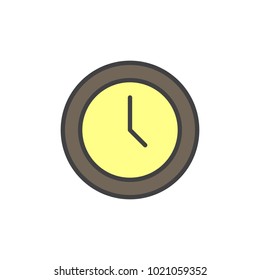 Office clock filled outline icon, line vector sign, linear colorful pictogram isolated on white. Watch, time symbol, logo illustration. 