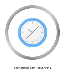 Office clock icon in cartoon style isolated on white background. Office furniture and interior symbol stock vector illustration.