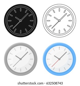 Office clock icon in cartoon style isolated on white background. Office furniture and interior symbol stock vector illustration.