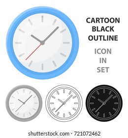 Office clock icon in cartoon style isolated on white background. Office furniture and interior symbol stock vector illustration.