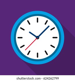 Office clock icon in flat style isolated on white background. Office furniture and interior symbol stock vector illustration.