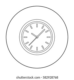 Office clock icon in outline style isolated on white background. Office furniture and interior symbol stock vector illustration.