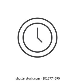 Office clock line icon, outline vector sign, linear style pictogram isolated on white. Watch, time symbol, logo illustration. Editable stroke