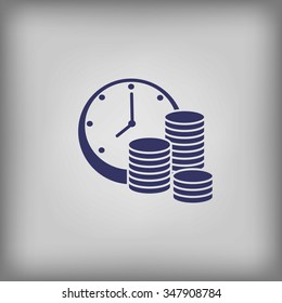 Office clock and Money. Time is money concept. Vector Illustration.