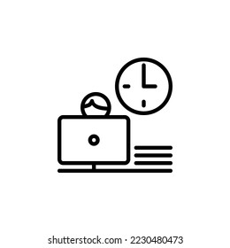 icono del vector de reloj de oficina. estilo de esquema de iconos de oficina y de negocio. uso perfecto para logotipo, presentación, sitio web y más. estilo de línea de diseño de iconos simple