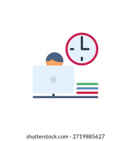 Icono del Vector del reloj de la oficina. Icono de la oficina y del negocio estilo plano. Uso perfecto para el logotipo, la presentación, el Sitio web, y más. Estilo moderno simple del color del diseño del icono