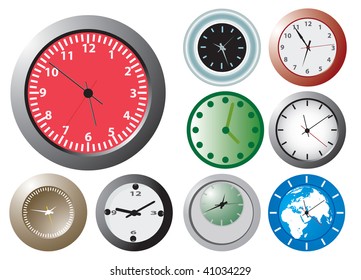 Office clocks. Vector illustration