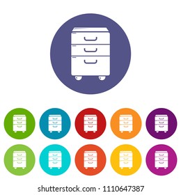 Office closet icons color set vector for any web design on white background