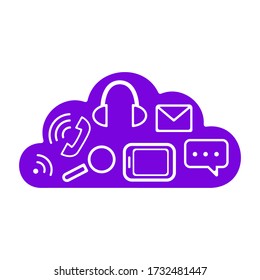 Icono de nube de Office establecido en fondo blanco. Ilustración vectorial en estilo plano de moda.