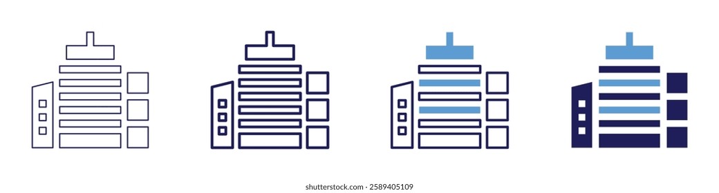 Office cloud storage icon in 4 different styles. Thin Line, Line, Bold Line, Duotone. Duotone style. Editable stroke.