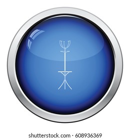 Office coat stand icon. Glossy button design. Vector illustration.