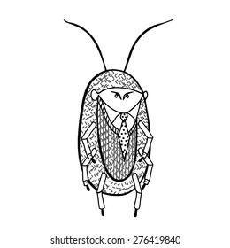 office cockroach on a white background