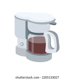 Office Coffee Machine Vector Illustration In Flat Style. Coffee Maker. Home Coffee Machine Isolated On White Background.