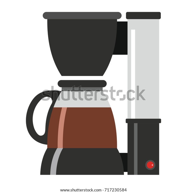 フラットなスタイルのオフィスコーヒーマシンのベクターイラスト コーヒーメーカー 白い背景に家庭用コーヒーマシン のベクター画像素材 ロイヤリティフリー