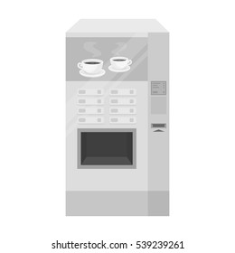 Office coffee vending machine icon in monochrome style isolated on white background. Office furniture and interior symbol stock vector illustration.