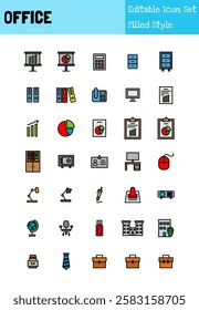 Office Collection Icon Set Filled Style