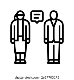 office communication office assistant line icon vector. office communication office assistant sign. isolated contour symbol black illustration