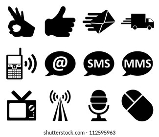 Office and communication icon set. Vector illustration.