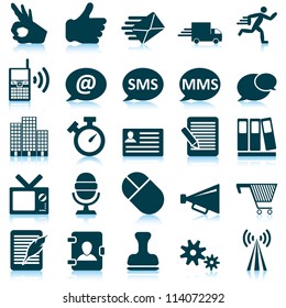 Office and communication icon set. Vector illustration.