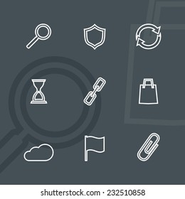 office and computer - design elements collection. Set of linear icons.