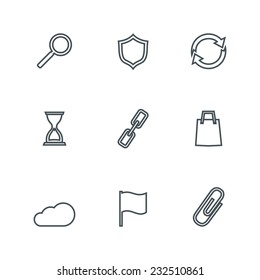 office and computer - design elements collection. Set of linear icons.