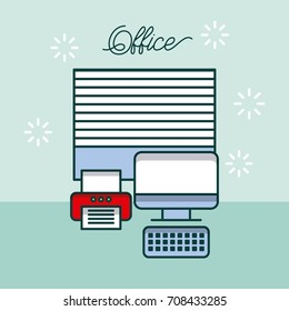 office computer device printer window work site