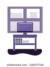 office computer education with books in the desk